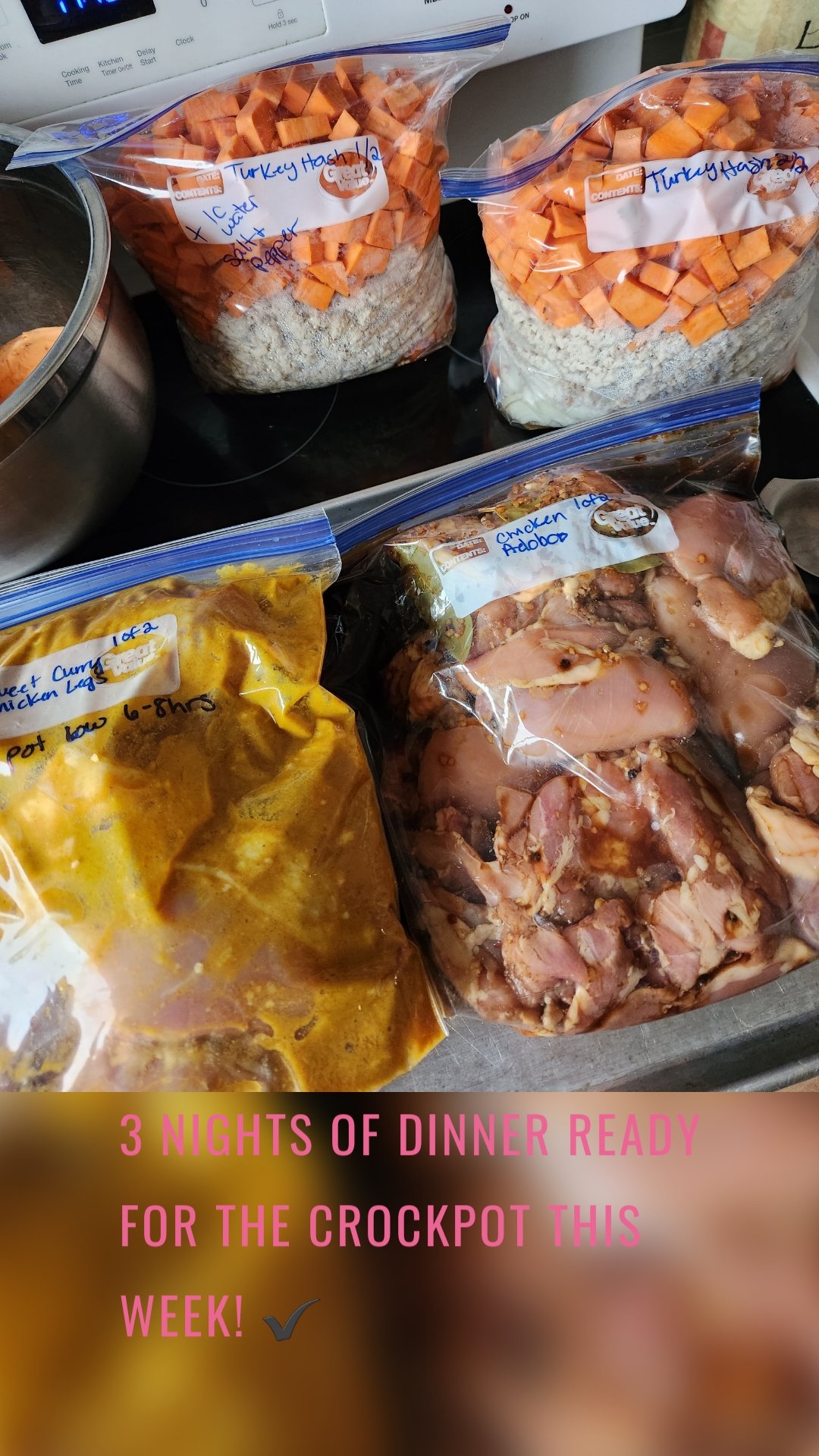 3 nights of dinner ready for the crockpot this week! ✔️ 